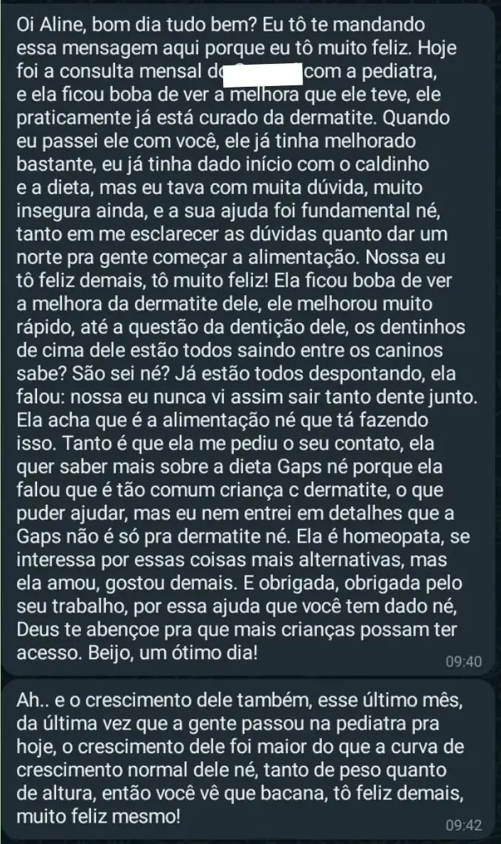 Depoimento de Mãe de paciente sobre o trabalho da Aline Moriano